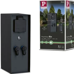 Ulkopistorasiapylväs hämärätunnistimella Plug & Shine Rio, IP44, antrasiitti*Paulmann New