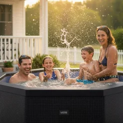Hot Ulkoporeallas Como, 6 hlöä, 90 suutinta, WiFi, kahdeksankulmainen, koottava, musta Ulkoporealtaat