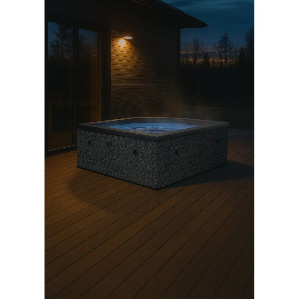 Ulkoporeallas Garda, 6 hlöä, 90 suutinta, WiFi, neliö, koottava, musta*Wave Spa