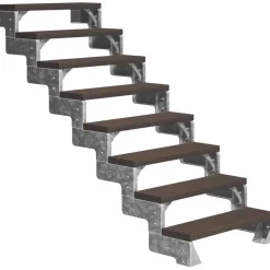 Ulkoportaat Gardentop Trimax kahdella Nordic-kaiteella tummanruskea eri kokoja*Dolle New