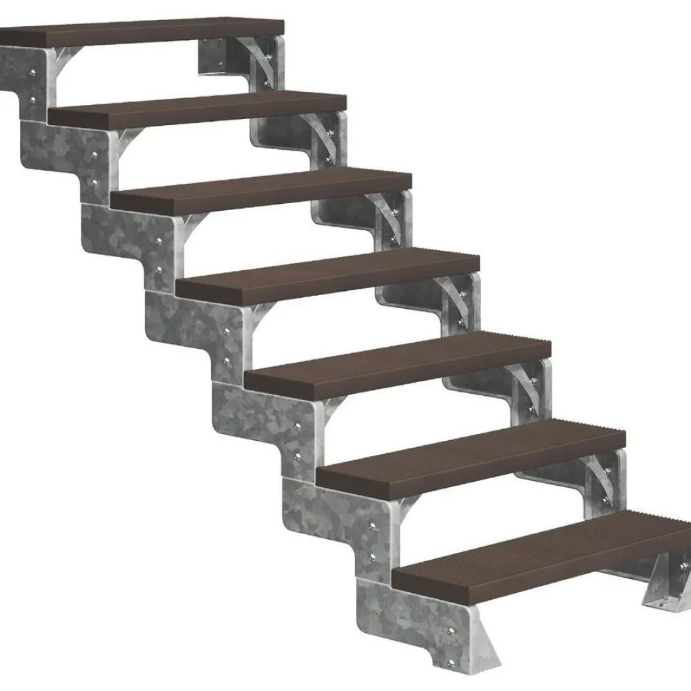 Ulkoportaat Gardentop Trimax yhdellä Nordic-kaiteella tummanruskea eri kokoja*Dolle Hot