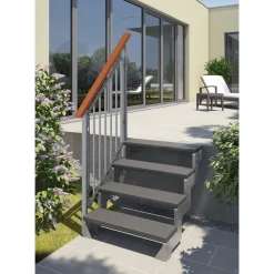 Ulkoportaat Gardentop Trimax yhdellä Nordic-kaiteella antrasiitti eri kokoja*Dolle New