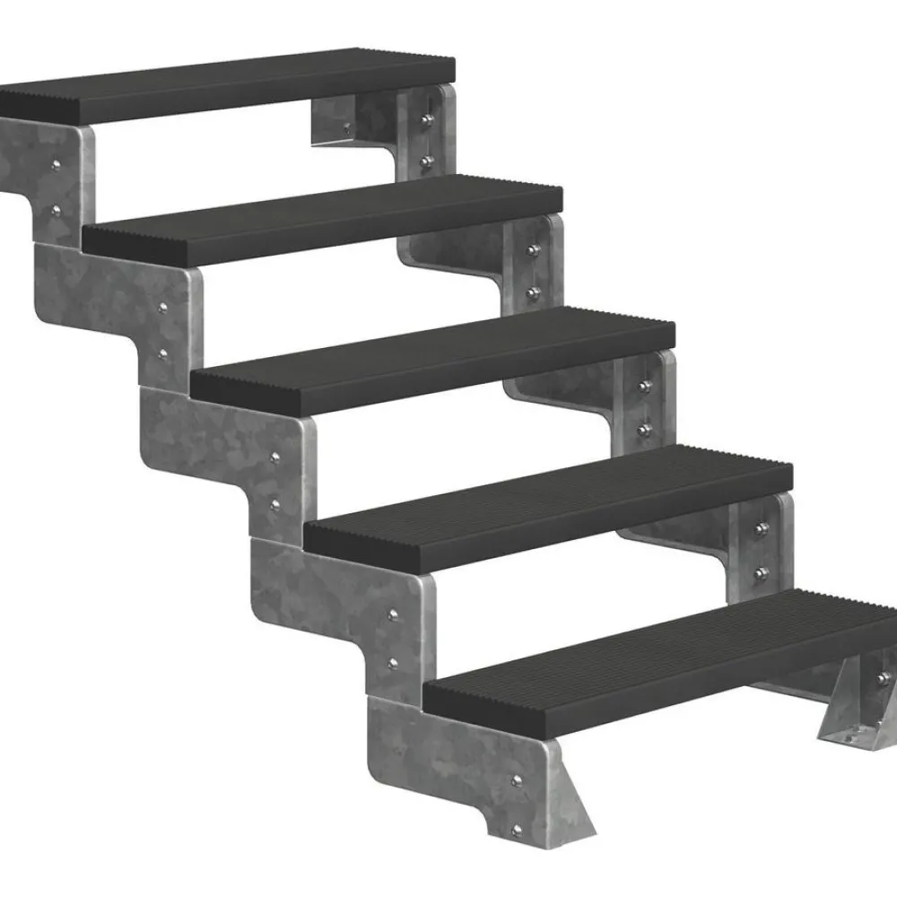 Ulkoportaat Gardentop Trimax yhdellä Nordic-kaiteella antrasiitti eri kokoja*Dolle New