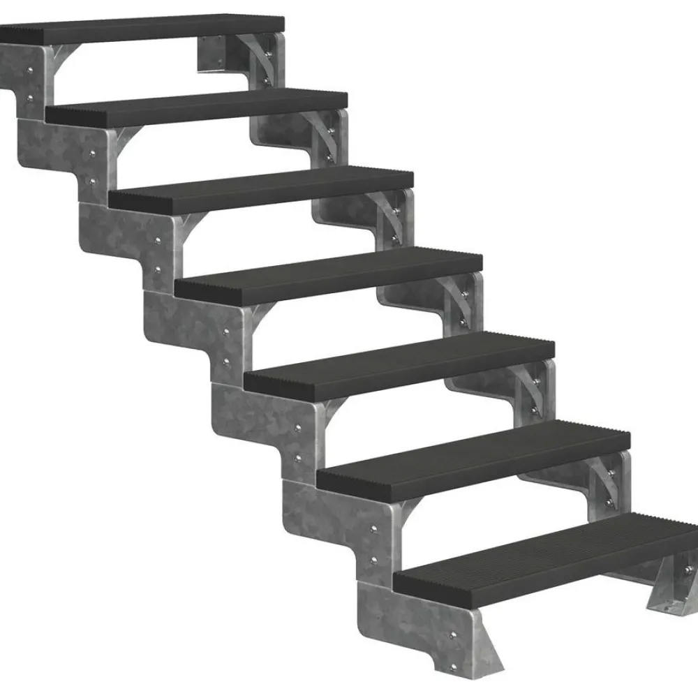Ulkoportaat Gardentop Trimax yhdellä Nordic-kaiteella antrasiitti eri kokoja*Dolle New