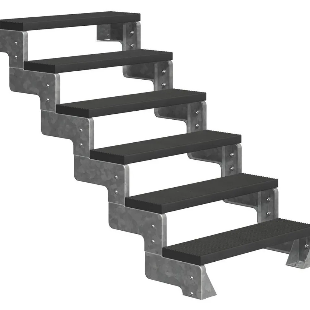 Ulkoportaat Gardentop Trimax yhdellä Nordic-kaiteella antrasiitti eri kokoja*Dolle New