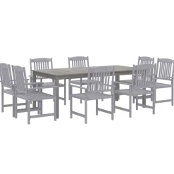 Ulkoruokailuryhmä harmaa, akasiapuu, 9 osaa*FinePRICE Discount