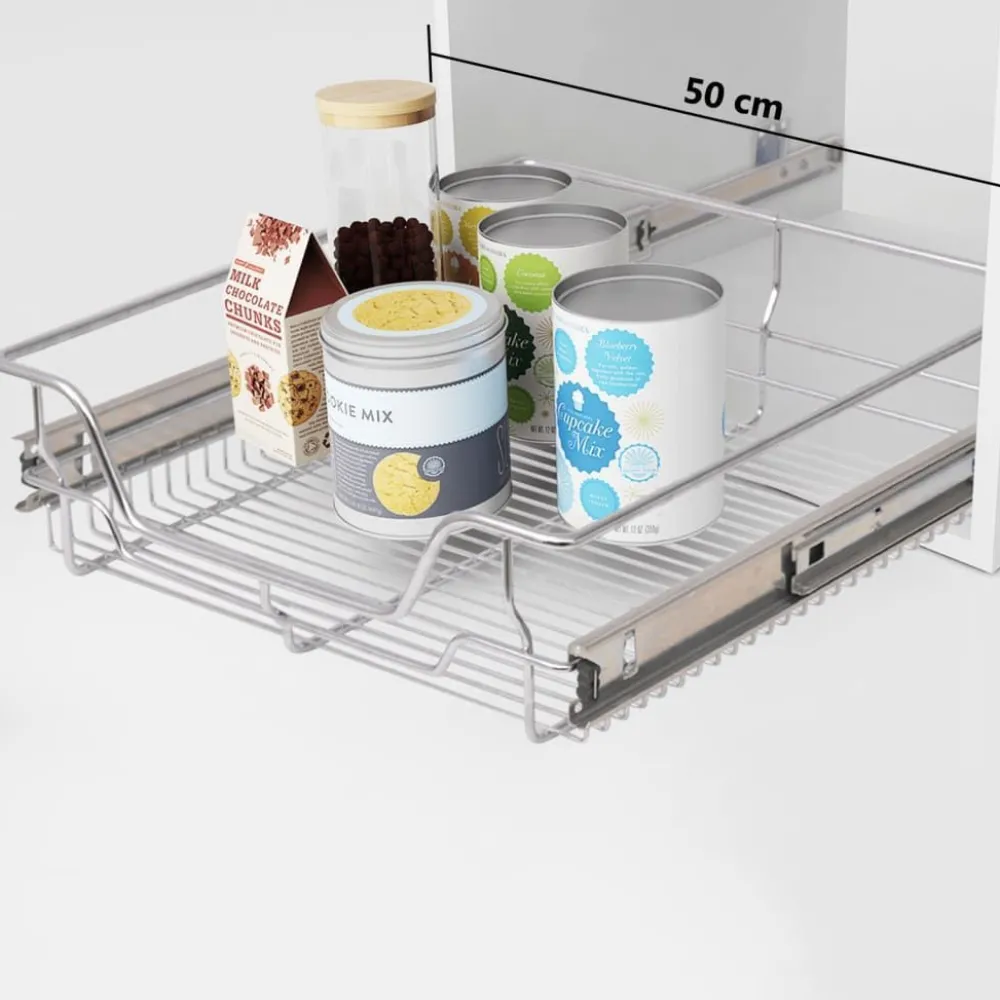 Ulosvedettävä ritilälaatikot 2 kpl 500mm hopea*FinePRICE Hot