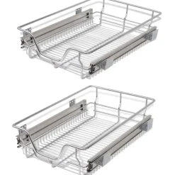 Discount Ulosvedettävät ritilälaatikot 2 kpl 400mm hopea Keittiökaapit