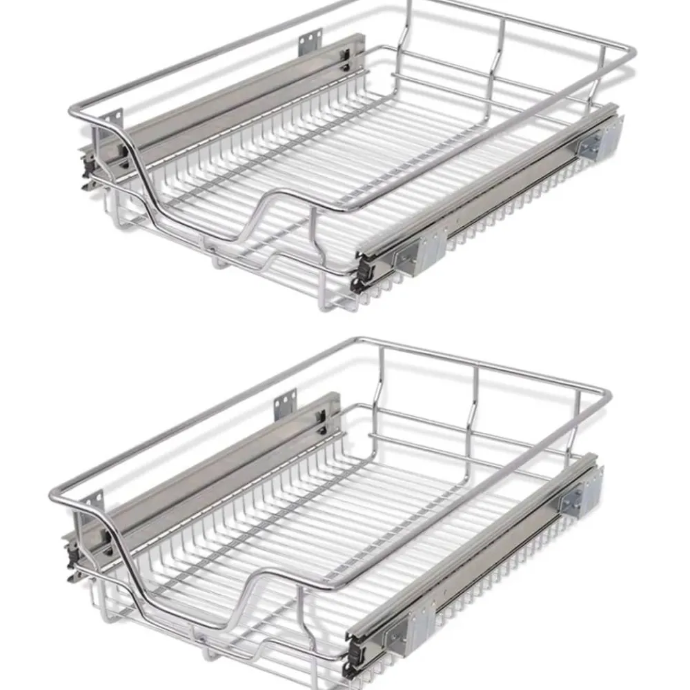 Discount Ulosvedettävät ritilälaatikot 2 kpl 400mm hopea Keittiökaapit