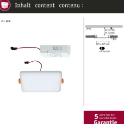 New Upotettava LED-paneeli Veluna, IP44, 12.5x12.5cm, 8.5W, 4000K, satiini Led-Paneelit