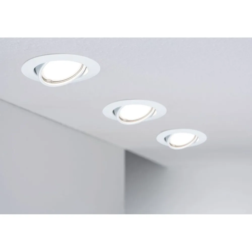 Upotettava LED-valaisin Base, 3kpl, Ø90mm, GU10, 5W, 350lm, 3000K, himmennettävä, valkoinen*Paulmann Outlet