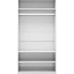 Vaatekaappi korkeakiilto valkoinen 100cm lastulevy*FinePRICE Outlet