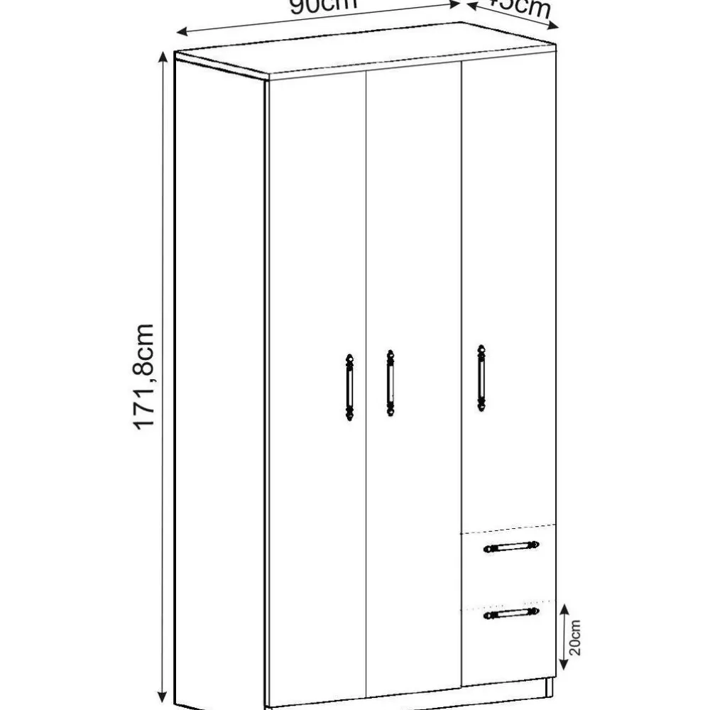 Vaatekaappi Vespera, 90x171.8cm, valkoinen*Linento Furniture Hot