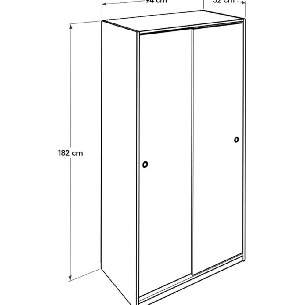 Vaatekaappi liukuovilla SWD-436-BB-2, 94cm, valkoinen*Linento Furniture
