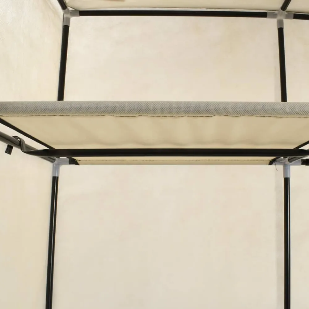 Vaatekaappi lokeroilla ja tangoilla kangas 150cm kerma*FinePRICE Best