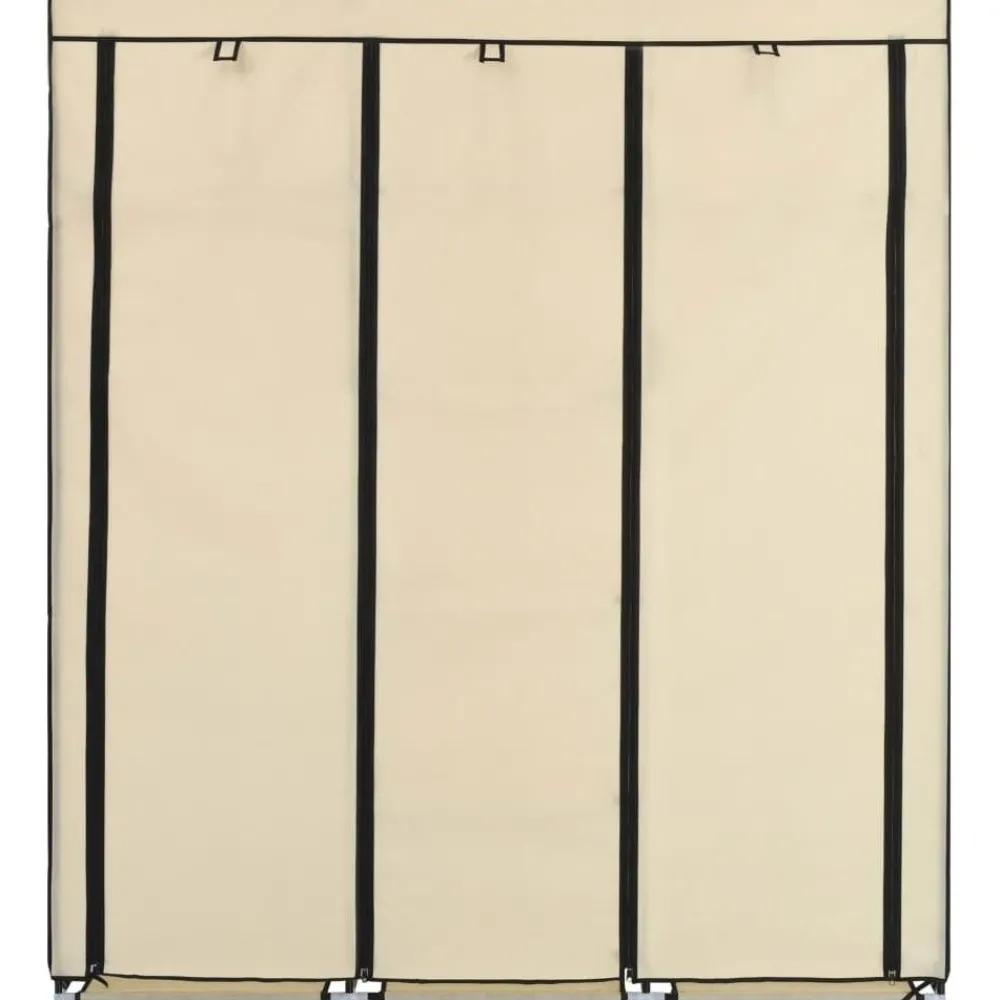 Vaatekaappi lokeroilla ja tangoilla kangas 150cm kerma*FinePRICE Best