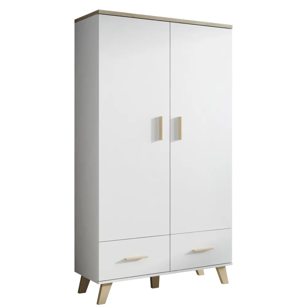 Online Vaatekaappi LOTTA 2D2S, valkoinen/beige (5081) Vaatekaapit