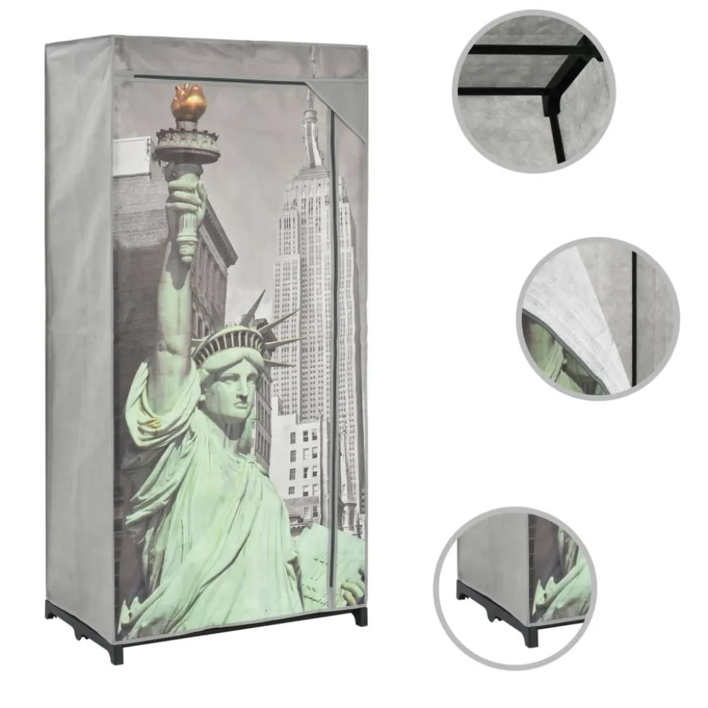 Vaatekaappi New York 75cm kangas*FinePRICE