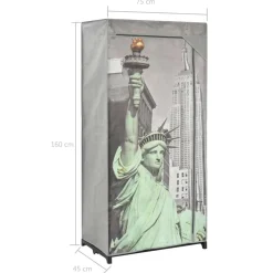 Vaatekaappi New York 75cm kangas*FinePRICE