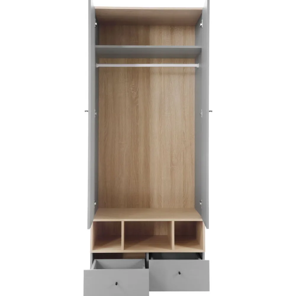 Vaatekaappi ORO SYSTEM 1, 80x195cm, saranaovilla, harmaa/ruskea*Nomla