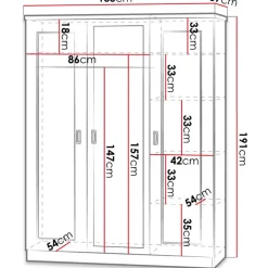 Vaatekaappi TADEUSZ 15, saranaovet, peili, 135x191cm, ruskea*Nomla Sale