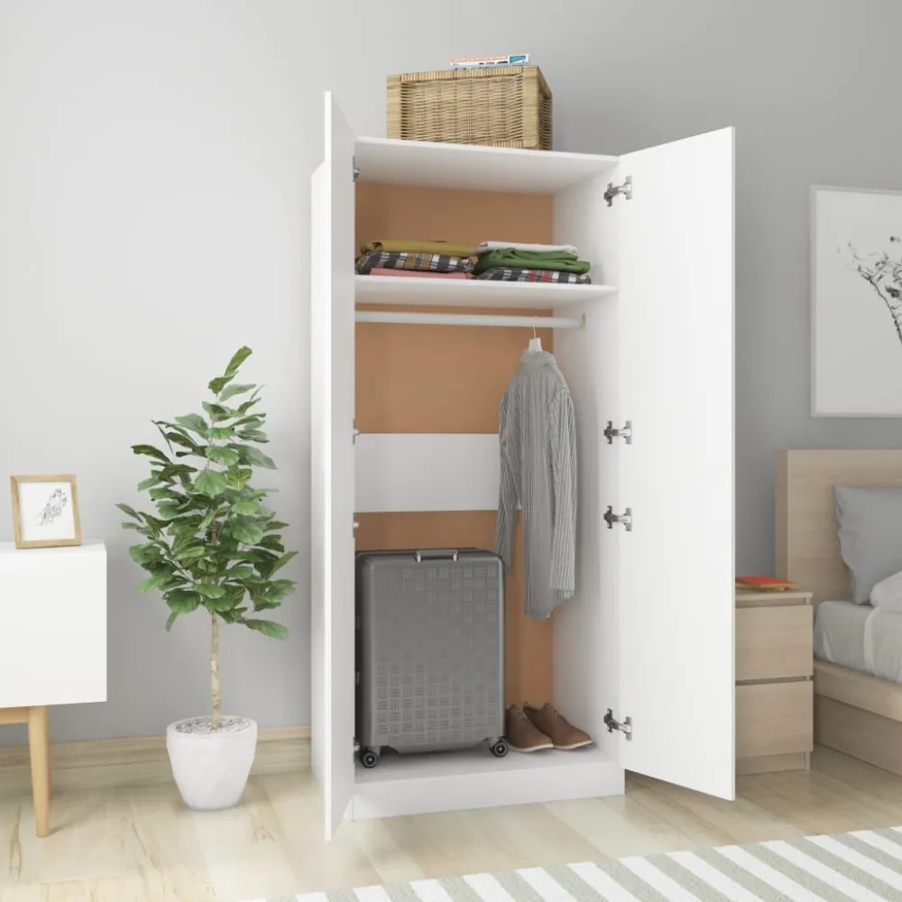 Vaatekaappi valkoinen 80cm lastulevy*FinePRICE Online