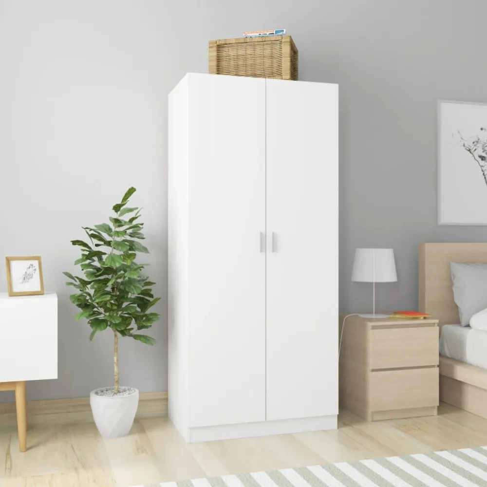 Vaatekaappi valkoinen 80cm lastulevy*FinePRICE Online