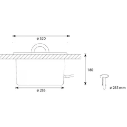 Valaiseva kiulu kahvoilla IB320 valokuiduille Ø 320x180 mm*Cariitti