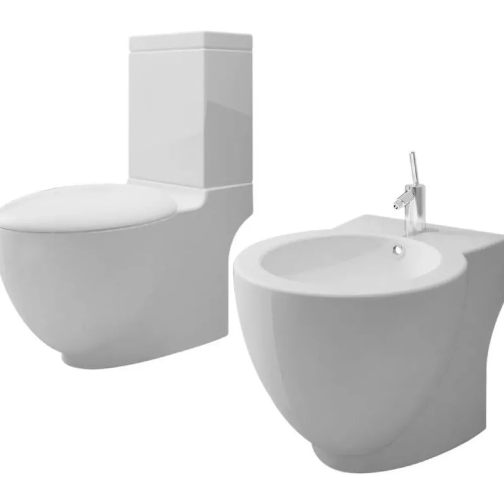 Discount Valkoinen Keraaminen WC ja Bidee Sarja Pesevät Wc-Istuimet