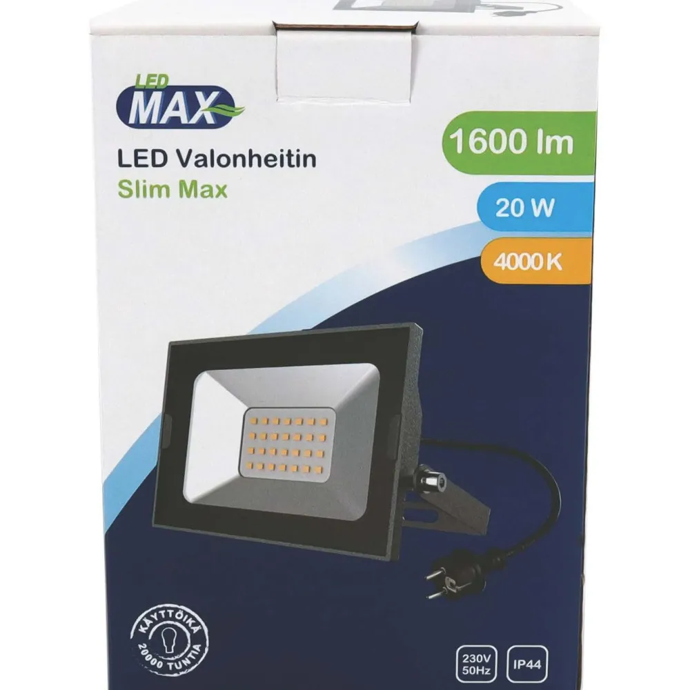 Valonheitin LED Max Slim LED, 20W, 1600lm, 4000K Valonheittimet