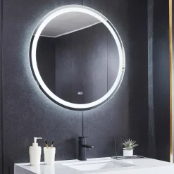 Valopeili ø60cm, LED edessä, säädettävä värilämpötila Kylpyhuoneen Peilit