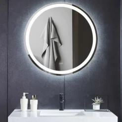 Online Valopeili ø80cm, LED edessä, säädettävä värilämpötila Kylpyhuoneen Peilit