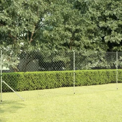 Verkkoaita tolpilla galvanoitu teräs 15x1,5 m hopea*FinePRICE
