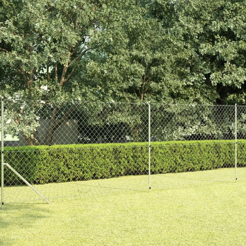 Verkkoaita tolpilla galvanoitu teräs 15x1,5 m hopea*FinePRICE