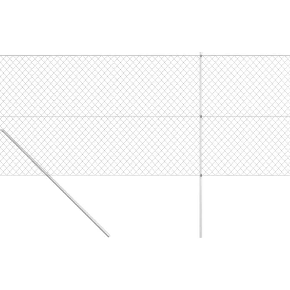 Verkkoaita tolpilla galvanoitu teräs 15x1,5 m hopea*FinePRICE