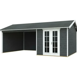 Hot Vierasmaja katoksella Tilburg 9,5 + 13,8 m² harmaa Kesämökit
