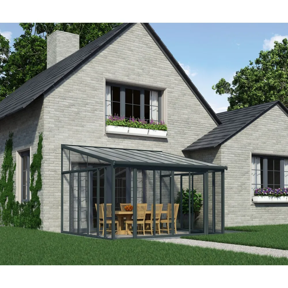 Viherhuone SanRemo Veranda, 16.5m², 4x4.25ft, harmaa*Palram-Canopia Best