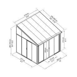 Sale Viherhuone SanRemo Veranda, 9.2m², 3x3.05ft, harmaa Seinäkasvihuoneet|Kasvihuoneet Kennolevyllä