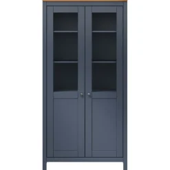 Vitriini Hill harmaa 85x37x170,5 cm täysi mänty (89013) Vitriinit