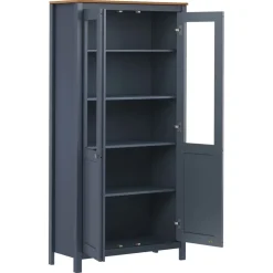 Vitriini Hill harmaa 85x37x170,5 cm täysi mänty (89013) Vitriinit