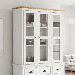 Vitriinikaappi BODO valkoinen ja ruskea täysi mänty (55078)*FinePRICE New