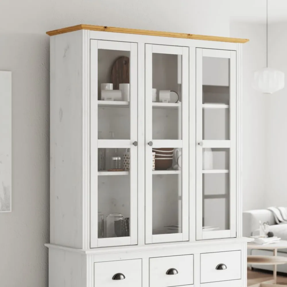 Vitriinikaappi BODO valkoinen ja ruskea täysi mänty (55078)*FinePRICE New
