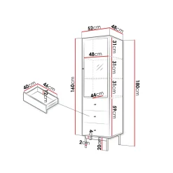 Vitriinikaappi 1D3SZ BARTISE, musta/ruskea (7603)*Nomla Outlet