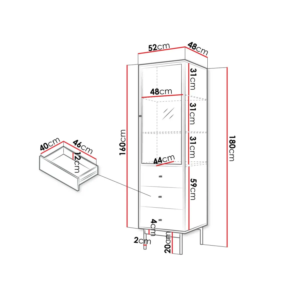 Vitriinikaappi 1D3SZ BARTISE, musta/ruskea (7603)*Nomla Outlet
