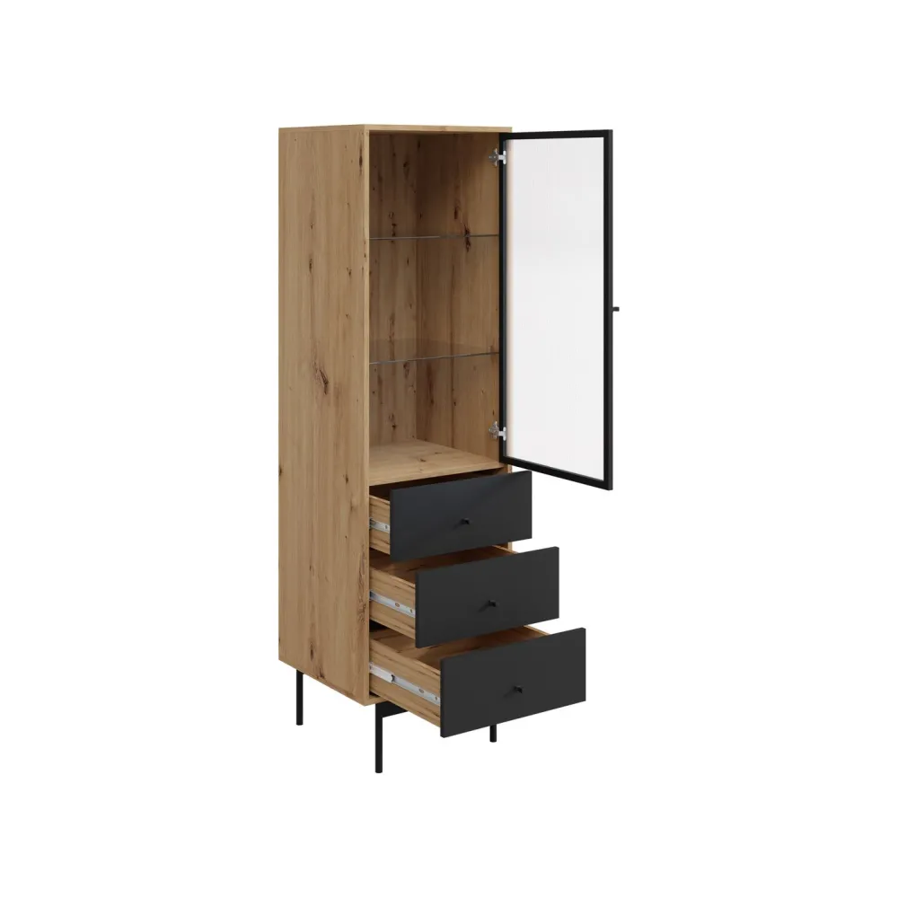 Vitriinikaappi 1D3SZ BARTISE, musta/ruskea (7603)*Nomla Outlet