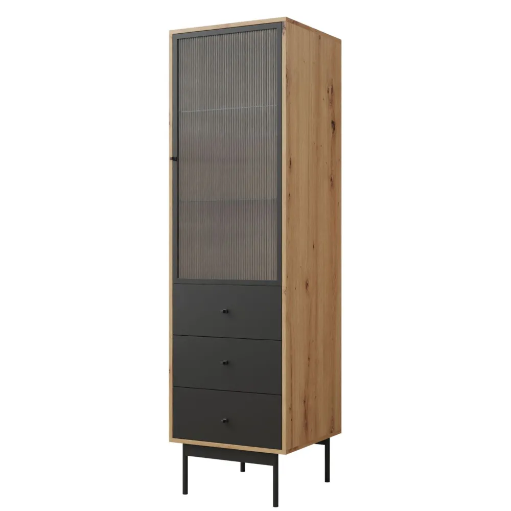 Vitriinikaappi 1D3SZ BARTISE, musta/ruskea (7603)*Nomla Outlet