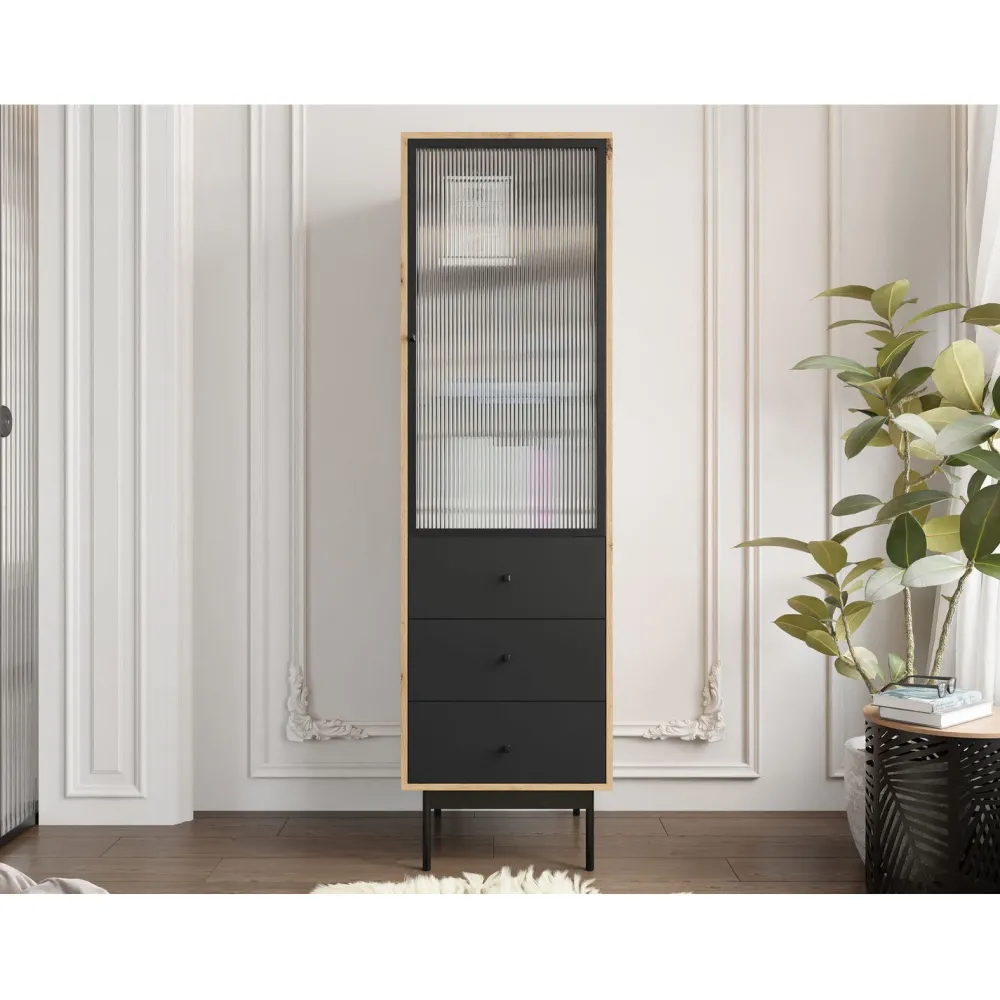 Vitriinikaappi 1D3SZ BARTISE, musta/ruskea (7603)*Nomla Outlet