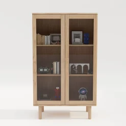 Vitriinikaappi HANSEN 90x40xK150 cm, melamiini, beige*Home4you