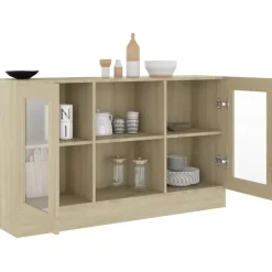 New Vitriinikaappi sonoma-tammi 120x30,5x70 cm lastulevy Vitriinit