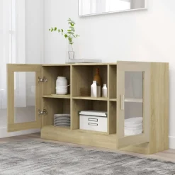 New Vitriinikaappi sonoma-tammi 120x30,5x70 cm lastulevy Vitriinit